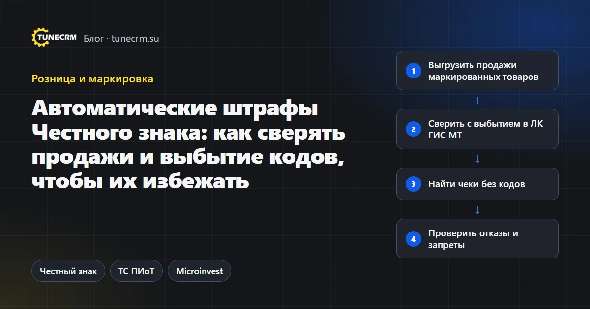Схема ежедневной сверки продаж и выбытия кодов маркировки в Честном знаке